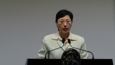 台灣外交部發言人高安5月21日說明司法調查進展(美國之音楊晨拍攝)             