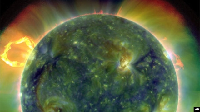 A full-disk multiwavelength extreme ultraviolet image of the sun taken by the Solar Dynamics Observatory or SDO, 30 Mar 2010