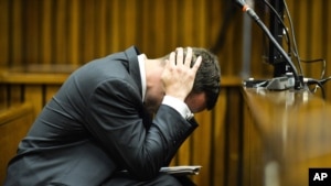 Oscar Pistorius shows emotion during his trial in South Africa.