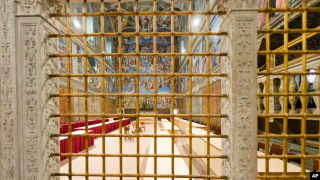 A view of the Sistine Chapel at the Vatican, Saturday, March 9, 2013.