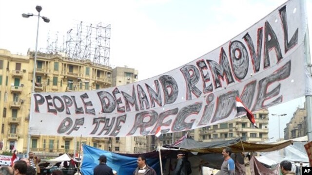 Protesters in Tahir Square, Cairo,  8 February 2011