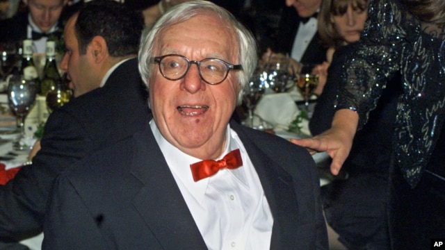 A November 2000 file photo shows science fiction writer Ray Bradbury at the National Book Awards in New York.
