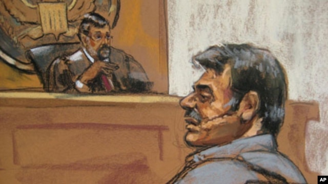 Sketch of Manssor Arbabsiar in a Manhattan courtroom, New York, Oct. 11, 2011.