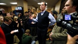 Candidate Rick Santorum campaigns in Iowa on Jan. 1, 2012