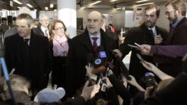 Herman Nackaerts, head of a delegation of the International Atomic Energy Agency (IAEA), speaks to media before departing for Iran, at the airport in Vienna, Austria, January 15, 2013. 