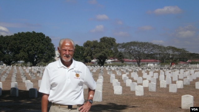 First Sgt. John Gilbert at the Clark Veterans Cemetery in the Philippines, Feb. 22, 2013. (Photo: VOA/Simone Orendain)