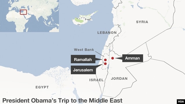 Stops President Barack Obama is making on his trip to the middle east, March 20-22.