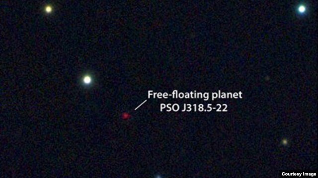 Multicolor image from the Pan-STARRS1 telescope of the free-floating planet PSO J318.5-22, in the constellation of Capricornus. The planet is extremely cold and faint, about 100 billion times fainter in optical light than the planet Venus. (N. Metcalfe & 