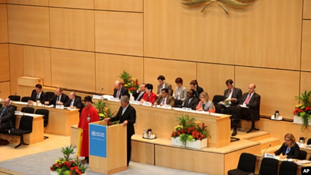 Dr. Pierre François Unger, State Councillor of the Canton of Geneva, addresses delegates at the opening of the Sixty-third World Health Assembly, 17 May 2010