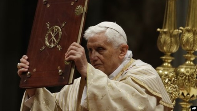 Pope Benedict celebrates the Christmas Eve Mass in St. Peter's Basilica at the Vatican, December 24, 2012