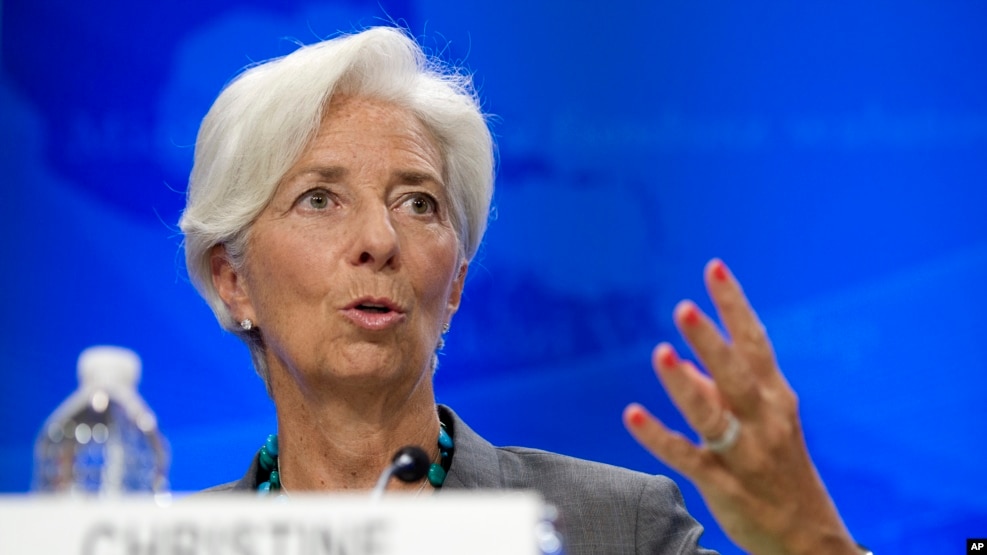 Người đứng đầu Quỹ Tiền tệ Quốc tế Christine Lagarde phát biểu trong một buổi họp báo ở Washington, ngày 22 tháng 6 năm 2016.