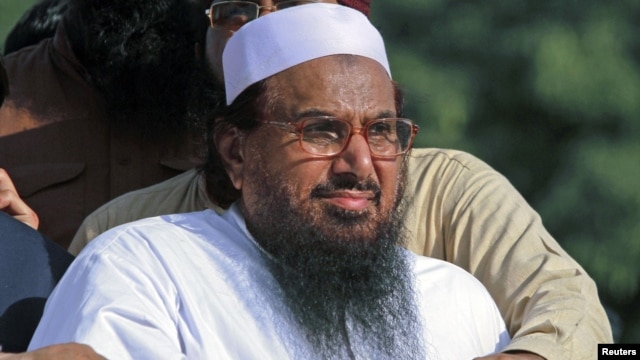 Hafiz Saeed, head of Jamaat-ud-Dawa charity and founder of Lashkar-e-Taiba, attends an anti-U.S. rally in Peshawar, Pakistan, October 1, 2012. 