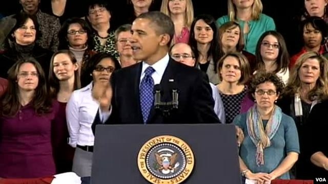 Presiden Obama memberikan pidato mengenai pentingnya pendidikan pra-TK berkualitas untuk semua anak Amerika di Decatur Georgia, Kamis (14/2).  
