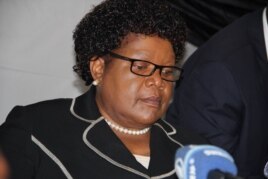 Former Vice President Joice Mujuru making a point Tuesday when she publicly announced that she is ready to tackle Zanu PF. (PhotoL Mavis Gama)