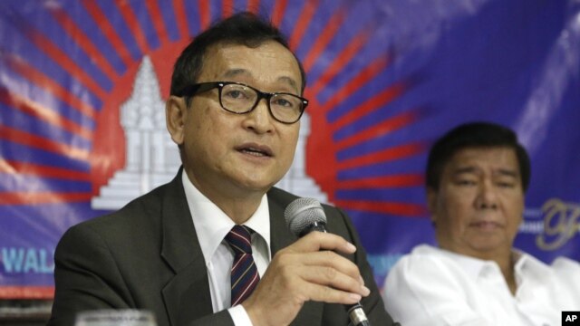 Sam Rainsy remains in exile abroad, found guilty on a number of criminal charges that make him ineligible to run in the July election.