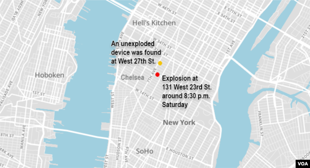 Địa điểm vụ nổ ngày 17 tháng 9 ở khu Chelsea của New York