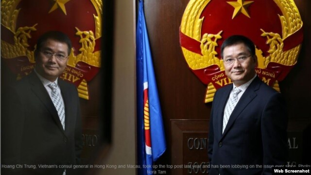 Tổng lãnh sự Việt Nam tại Hồng Kông và Macau Hoàng Chí Trung. Ảnh chụp màn hình trang web South China Morning Post.