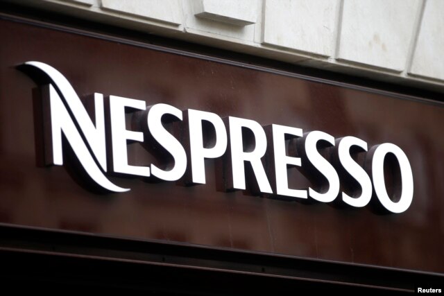 The Nespresso logo is seen on a shop in Paris, France, March 10, 2016.