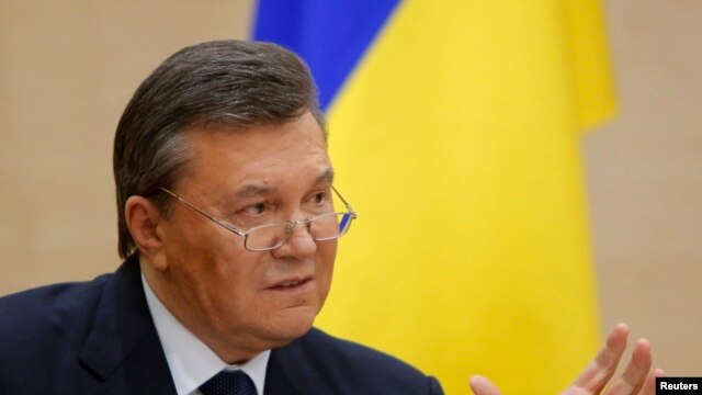 Tổng thống Ukraina bị lật đổ Viktor Yanukovich nói chuyện tại một cuộc họp báo ở thành phố Rostov-on-Don ở miền nam nước Nga, 28/2/14