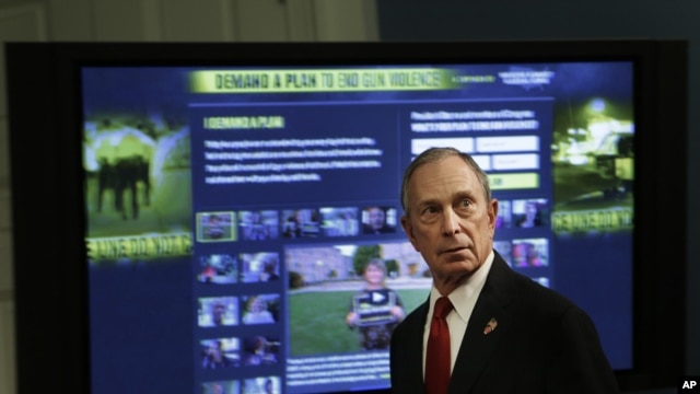 New York Mayor Michael Bloomberg and dozens of shooting survivors and victims' relatives are calling on Congress and President Barack Obama to tighten gun laws and enforcement, December 17, 2012. 