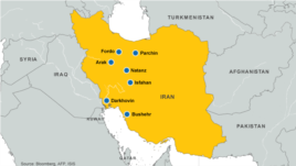 Nuclear facilities and sites in Iran.