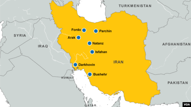 Nuclear facilities and sites in Iran.