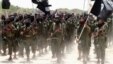 New recruits belonging to Somalia's al-Qaeda-linked al Shabaab rebel group march at a military training base in Afgoye, west of the capital Mogadishu. (file)