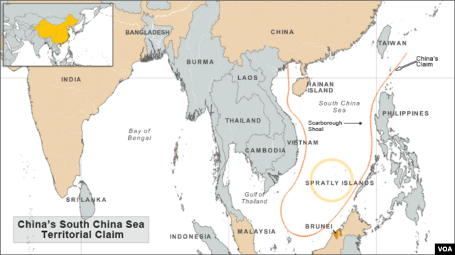 Bản đồ khu vực chủ quyền Biển Đông mà Trung Quốc khẳng định.