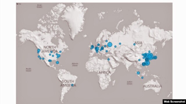 恶意软件Hikit全球侦测及感染分布图（照片来源：Novetta.com报告网络截屏）