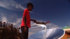 The SunFire solar cooker allows heat from the sun to be reflected and concentrated on a central point on the dish, where food can be cooked (SunFire)