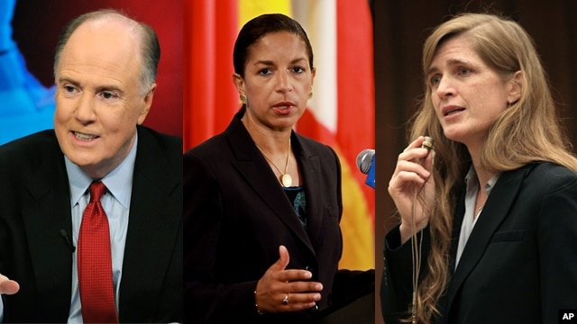 Từ trái qua: ông Tom Donilon, bà Susan Rice, bà Samantha Power.