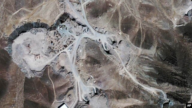 Satellite image shows a facility under construction inside a mountain located about 20 miles (32 kilometers) north northeast of Qom, Iran, September 26, 2009.