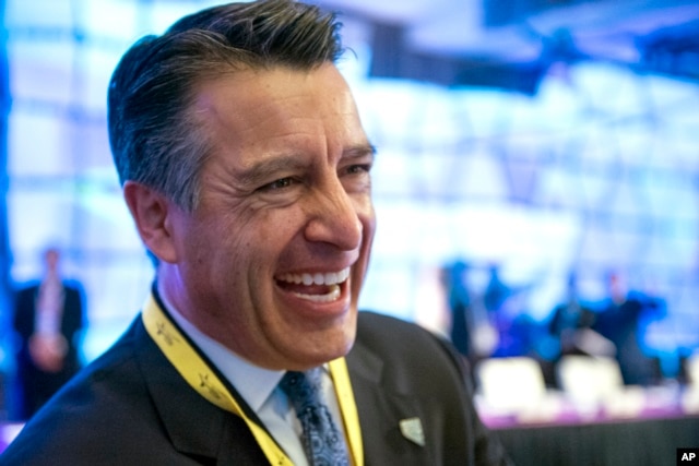 Nevada Governor Brian Sandoval participates in the opening session of the National Governors Association Winter Meeting in Washington, Feb. 20, 2016.