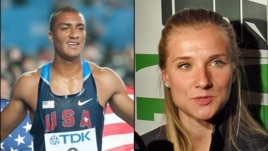 Olympic hopefuls American Ashton Eaton and Canadian Brianne Theisen are hoping to compete for gold for their respective countries, but have already won the affection of one another. Photos by Erik van Leeuwen/ Wikimedia Commons and Tom Banse.