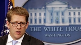 U.S. White House Press Secretary Jay Carney in the briefing room in Washington, January 18, 2012