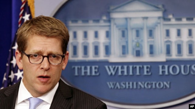 U.S. White House Press Secretary Jay Carney in the briefing room in Washington, January 18, 2012