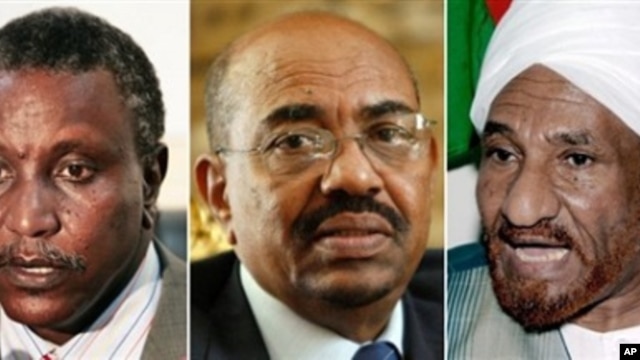 Leading candidates in Sudan's first multiparty presidential election, from left, Yasir Arman, Omar al-Beshir and Sadiq al-Mahdi