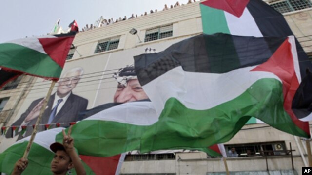 Palestinian boy holds a flag in the West Bank city of Hebron, Sept. 21, 2011 (file photo).