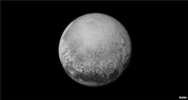 Pluto as seen from New Horizons on July 11, 2015. The unmanned spacecraft will zip past Pluto at 30,800 miles per hour (49,600 kilometers per hour), with a suite of seven science instruments busily gathering data. (Image Credit: NASA/JHUAPL/SWRI)