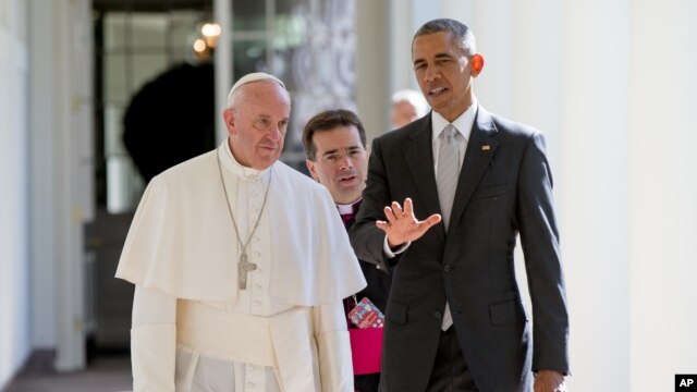 Папа Франциск и президент США Барак Обама. Белый дом. Вашингтон. 23 сентября 2015 г.