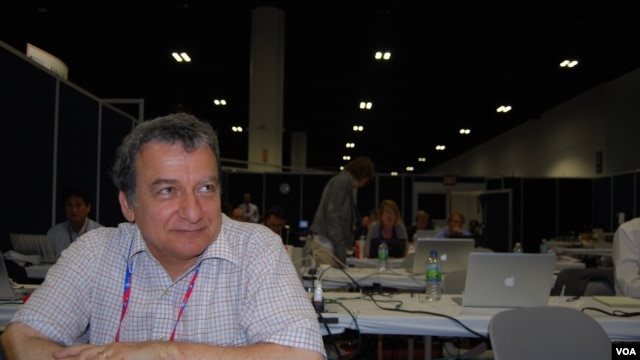 Thomas Gorgissian is covering the Republican National Convention for the Egyptian daily al-Tahrir, Tampa, Florida, August 28, 2012. (J. Featherly/VOA)