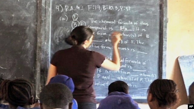 Amanda Pease, a science teacher,  is one of the first volunteers to work in Sierra Leone in over a decade