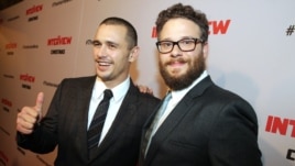 James Franco and Seth Rogen attend early showing of 'The Interview," in Los Angeles, California.