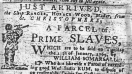 A slave sale advertisement from 1769