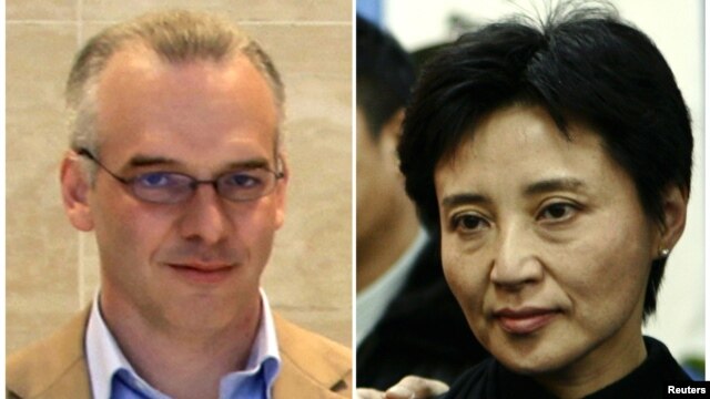 A combination photograph shows British businessman Neil Heywood (L) at an Aston Martin dealership in Beijing, May 26, 2010, and Gu Kailai, wife of fallen Chinese politician Bo Xilai, at a mourning service held for her father-in-law in Beijing, China, Janu