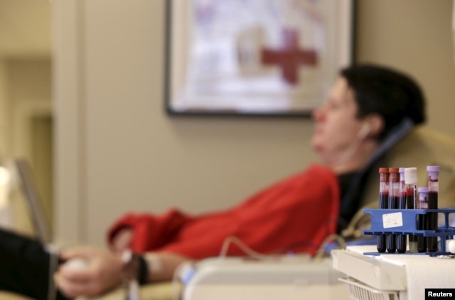 Bill Myers of Washington has blood platelets drawn at the American Red Cross Charles Drew Donation Center in Washington Feb. 16, 2016.