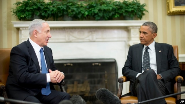 Tổng thống Barack Obama tiếp Thủ tướng Israel Benjamin Netanyahu trong phòng Bầu dục tại Tòa Bạch Ốc ở Washington, 1/10/2014.