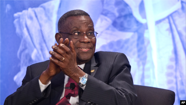 Ghana President John Atta Mills attending a symposium at the Ronald Reagan Building in Washington, May 18, 2012.