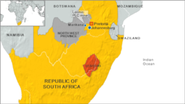 South Africa, locating Marikana, North West Province