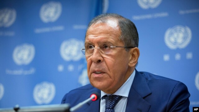 FILE - Russian Foreign Minister Sergei Lavrov speaks at United Nations headquarters, Oct. 1, 2015. On Wednesday, Lavrov said Turkey's downing of a Russian fighter jet will change the countries' relationship.